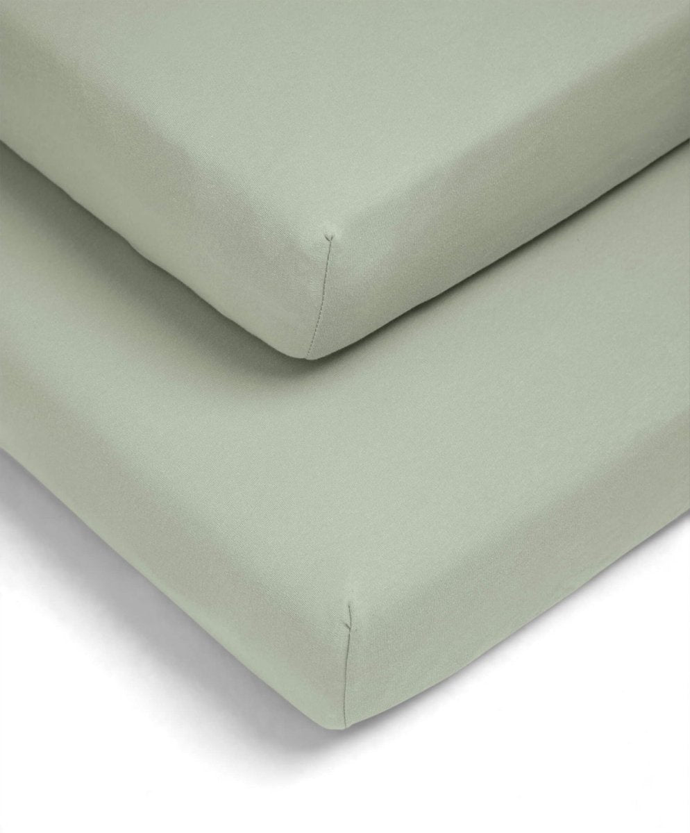 Cotton Essentials Cotbed Fitted Sheets Pack of 2 - Sage | Nursery Bedding | Mamas & Papas for Mamas & Papas LB - 6hr