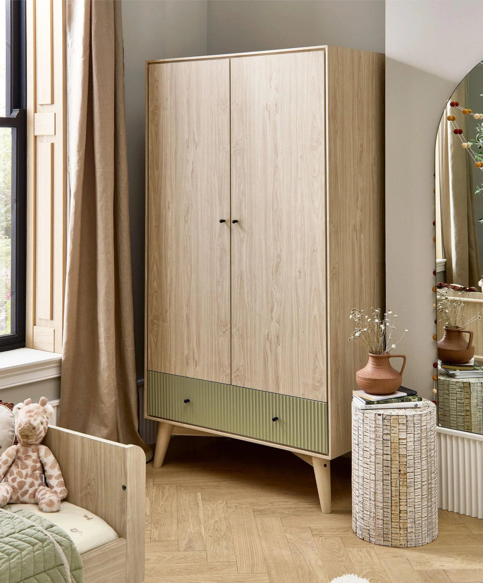 Coxley Wardrobe - Natural/ Olive Green | Wardrobe | Mamas & Papas for Mamas & Papas LB - Furniture & Nursery