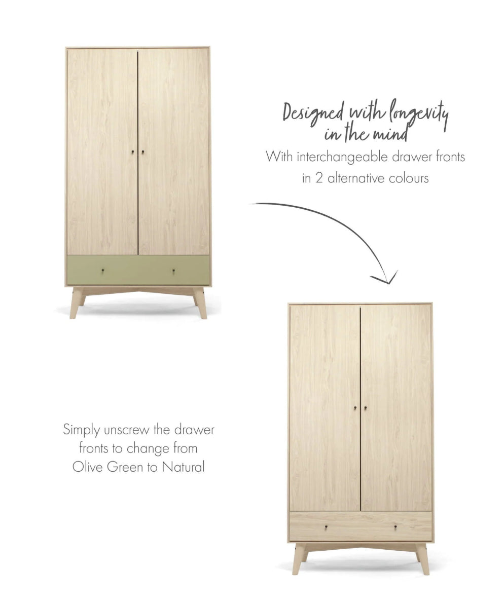 Coxley Wardrobe - Natural/ Olive Green | Wardrobe | Mamas & Papas for Mamas & Papas LB - Furniture & Nursery