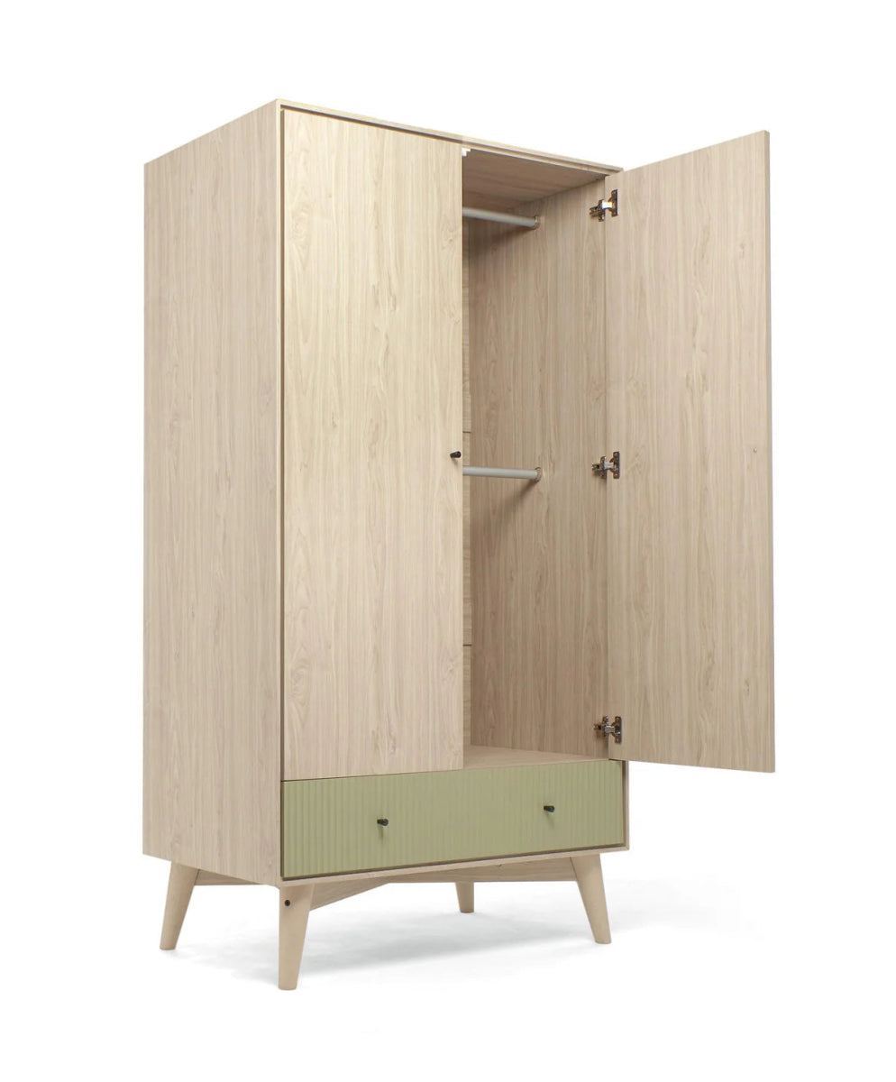 Coxley Wardrobe - Natural/ Olive Green | Wardrobe | Mamas & Papas for Mamas & Papas LB - Furniture & Nursery