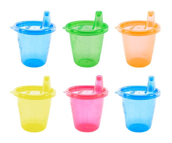 Cup Set with Free Flow Spout 210ml 9m+ Pack of 6 | Cup | Nuby for Mamas & Papas LB - 6hr