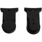 Black plastic stroller adapter, front curved plate with mounting holes and cutouts