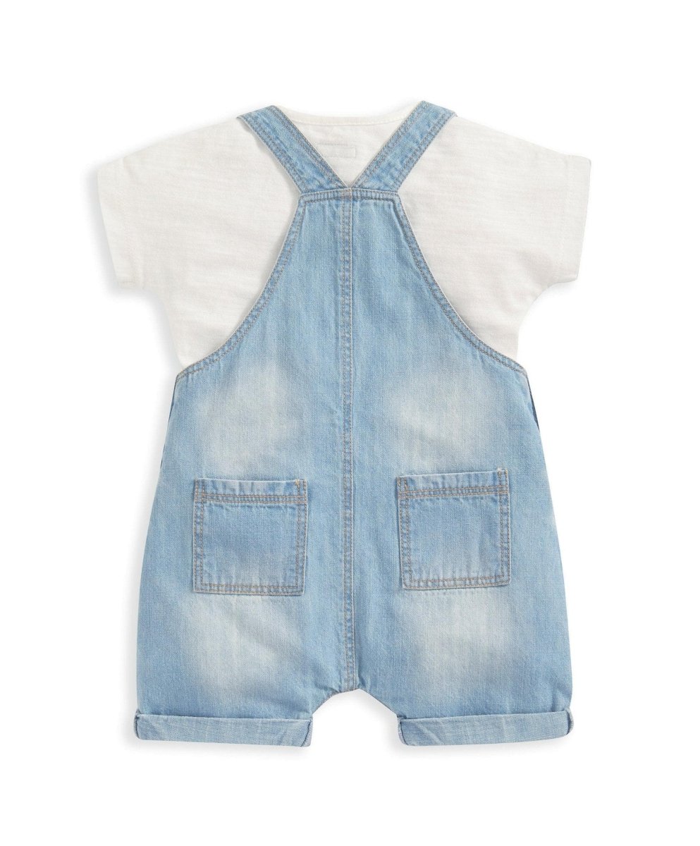 Denim Dungarees & White T Shirt - 2 Piece Set | Set | Mamas & Papas for Mamas & Papas LB - 6hr