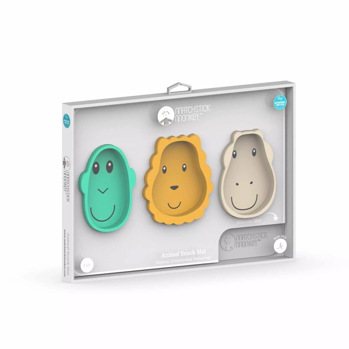 Dinner Set Animal Snack Mat Cool Grey Pack of 4 | Feeding Set | Matchstick Monkey for Mamas & Papas LB - Cultery & Plates