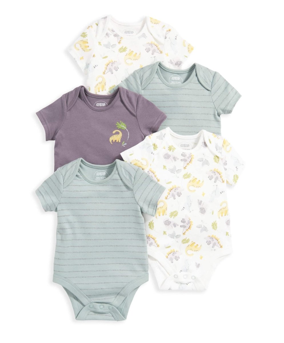 Dinosaur Bodysuits (Set of 5) - Blue | Bodysuit | Mamas & Papas for Mamas & Papas LB - 6hr