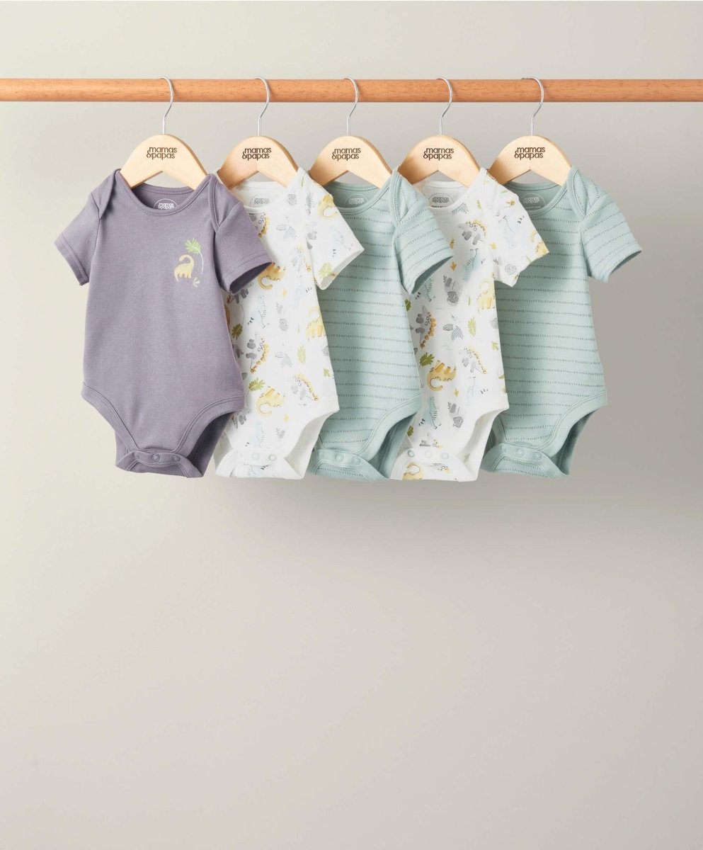 Dinosaur Bodysuits (Set of 5) - Blue | Bodysuit | Mamas & Papas for Mamas & Papas LB - 6hr