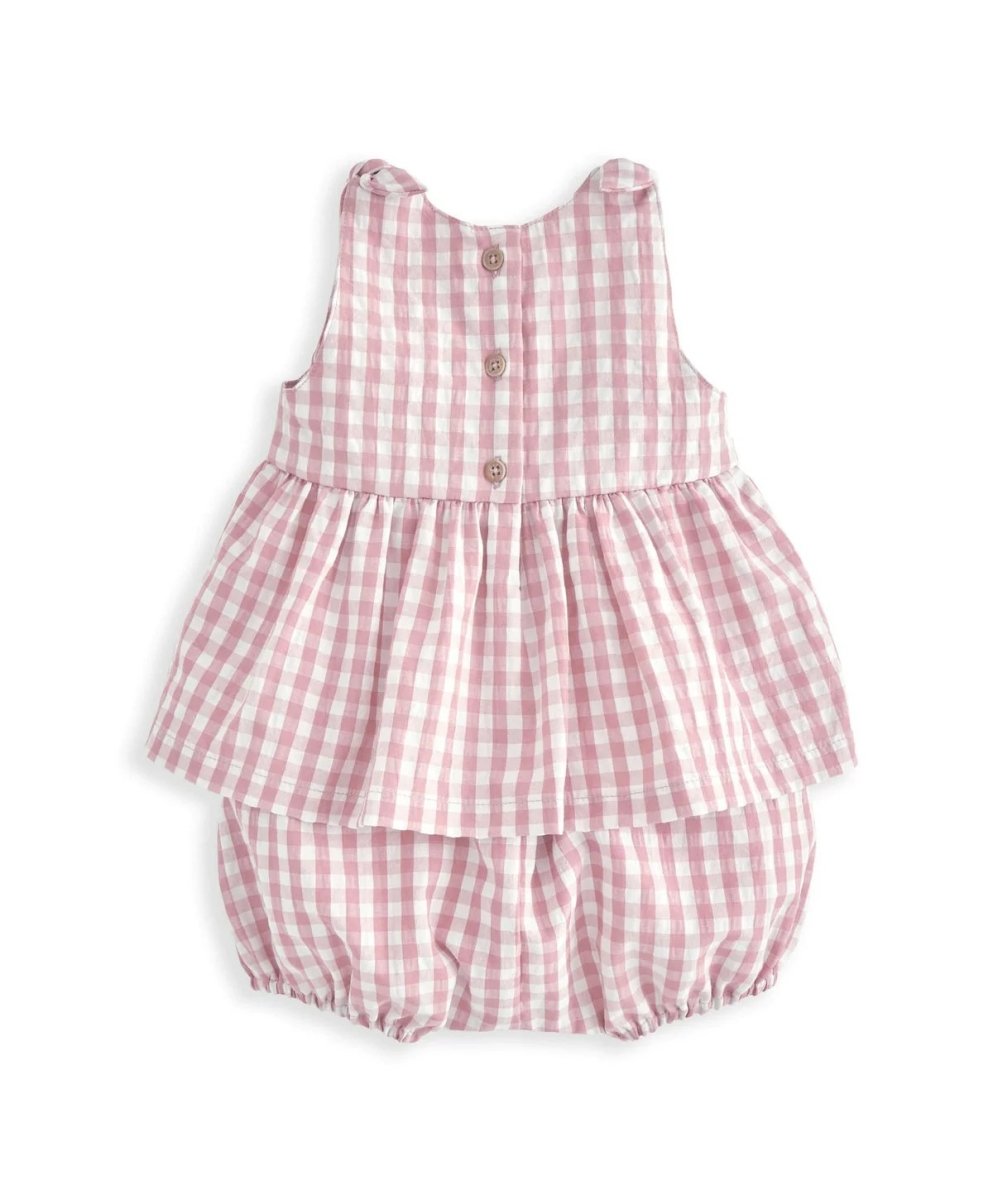 Embroidered Gingham Top & Shorts Set (2 Pieces) | Set | Mamas & Papas for Mamas & Papas LB - 6hr