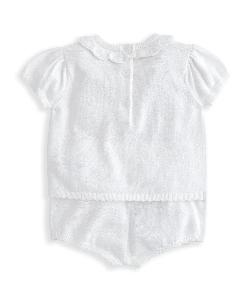 Embroidered Knit Top & Shorts Set (2 Pieces) - White | Set | Mamas & Papas for Mamas & Papas LB - 6hr