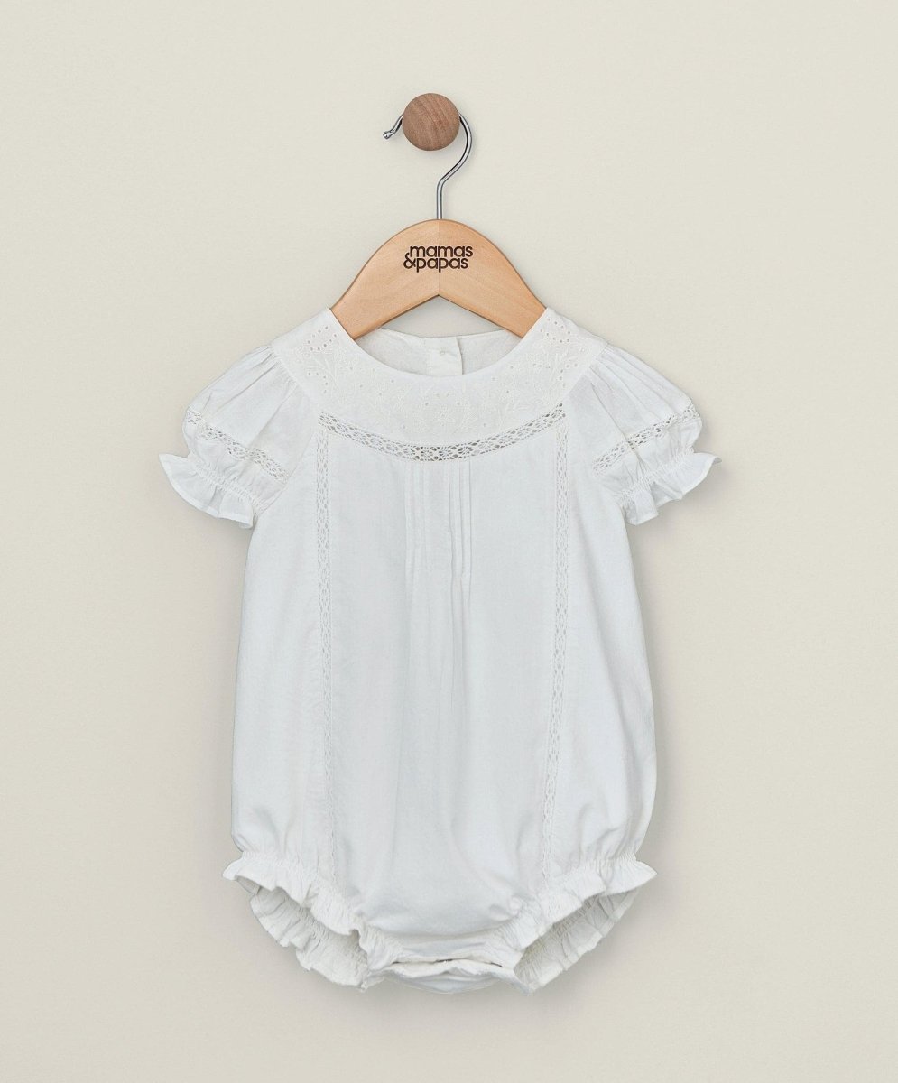 Embroidered Romper - White | Romper | Mamas & Papas for Mamas & Papas LB - 6hr