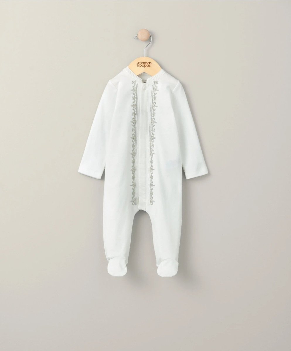 Embroidered Sleepsuit - White | Sleepsuit | Mamas & Papas for Mamas & Papas LB - 6hr
