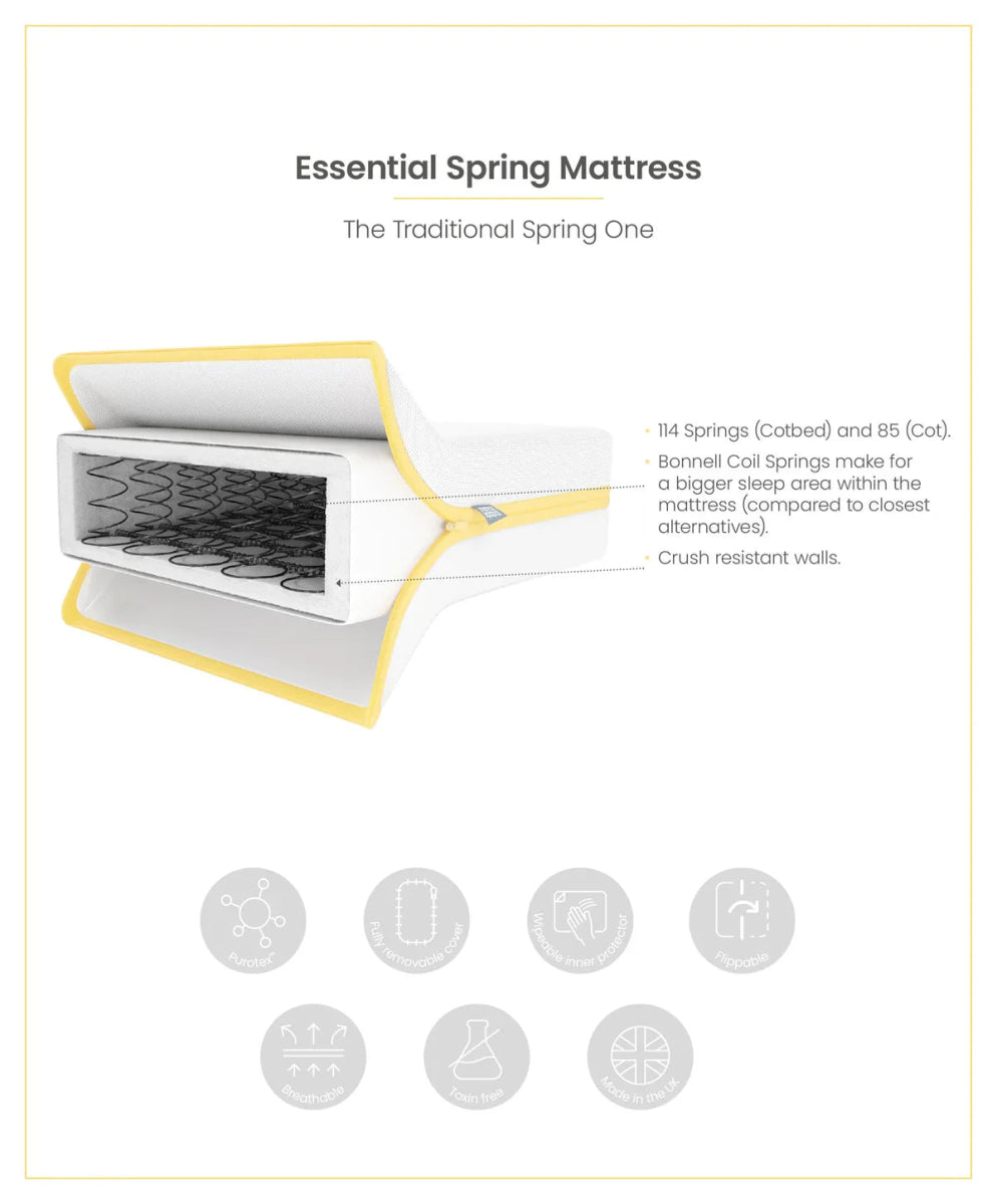 Essential Airflow Spring Cotbed Mattress | Cot Bed Mattress | Mamas & Papas for Mamas & Papas LB - Furniture & Nursery