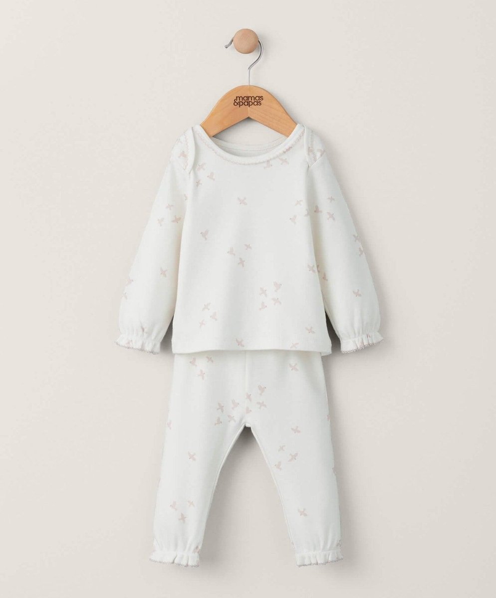 Flocking Bird Pyjamas (2 Piece) - Cream | Sleepsuit | Mamas & Papas for Mamas & Papas LB - 6hr