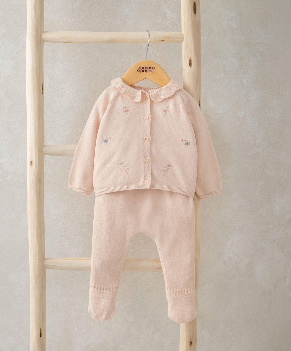 Floral Embroidered Knit 2 Piece | Set | Mamas & Papas for Mamas & Papas LB - 6hr