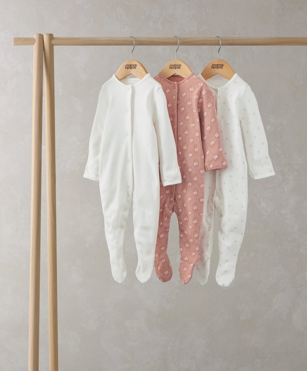 Floral Print Sleepsuits (Set of 3) | Sleepsuit | Mamas & Papas for Mamas & Papas LB - 6hr