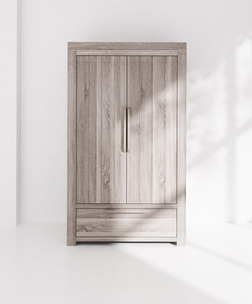 Franklin 2 Door Nursery Wardrobe with Drawer - Grey Wash | Nursery Furniture | Mamas & Papas for Mamas & Papas LB - category