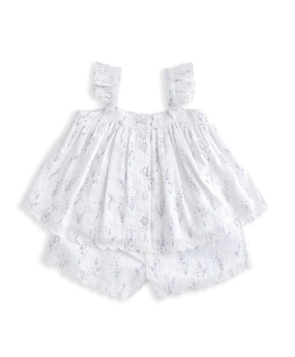 Frill Sleeve Top & Shorts Set (2 Pieces) - Lavender Print | Set | Mamas & Papas for Mamas & Papas LB - 6hr