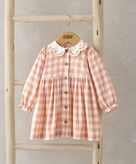 Gingham Embroidered Collar Dress | Dress | Mamas & Papas for Mamas & Papas LB - 6hr
