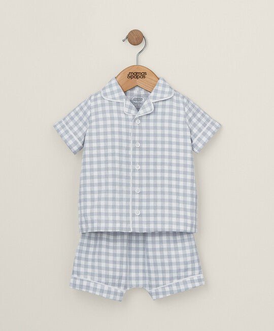 Gingham Pyjamas - Blue | Sleepsuit | Mamas & Papas for Mamas & Papas LB - 6hr