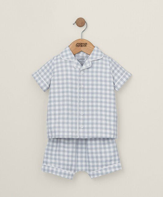 Gingham Pyjamas - Blue | Sleepsuit | Mamas & Papas for Mamas & Papas LB - 6hr
