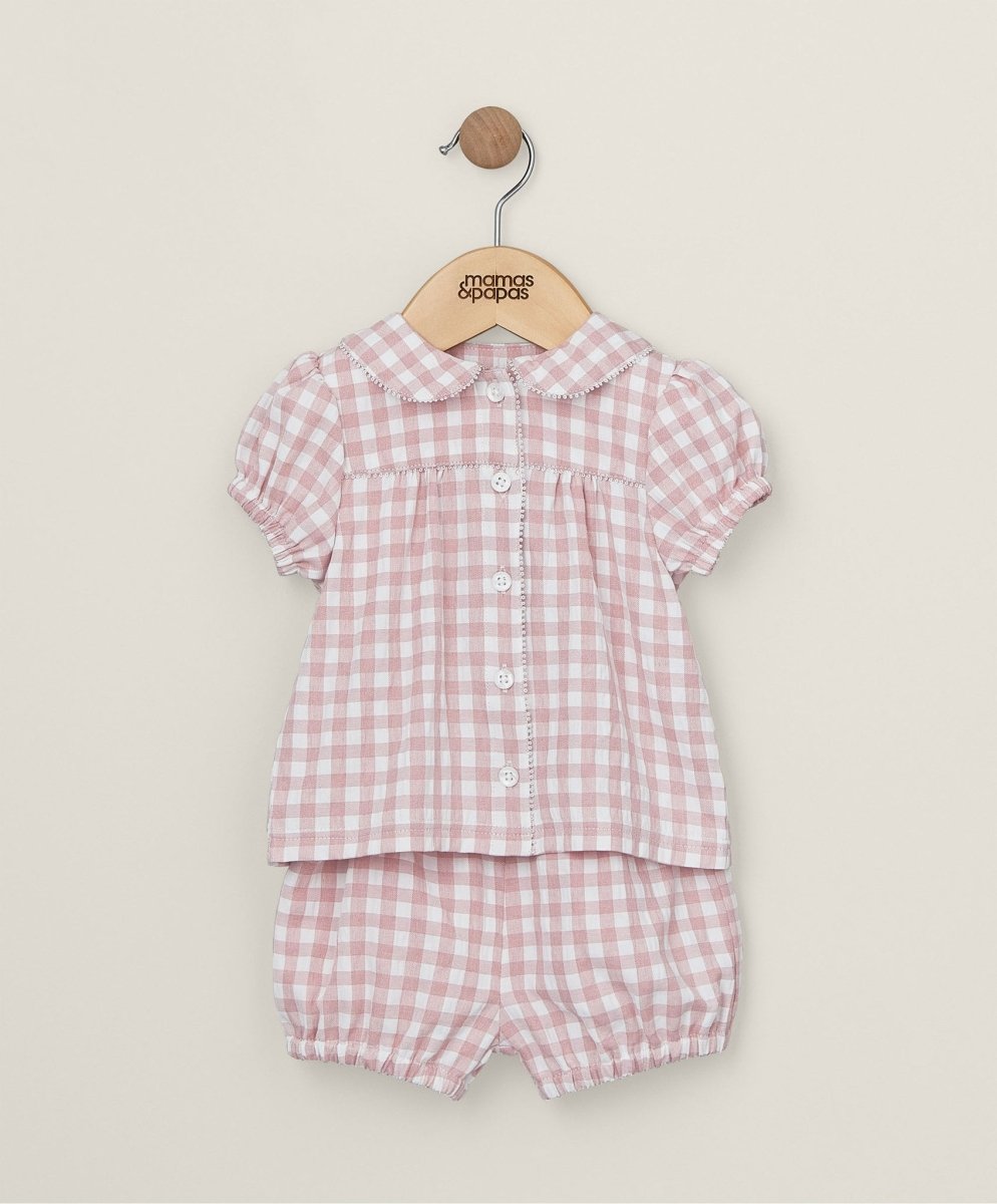 Gingham Pyjamas - Pink | Sleepsuit | Mamas & Papas for Mamas & Papas LB - 6hr