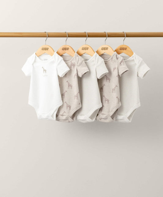 Giraffe Bodysuits (5 Pack) | Bodysuit | Mamas & Papas for Mamas & Papas LB - 6hr