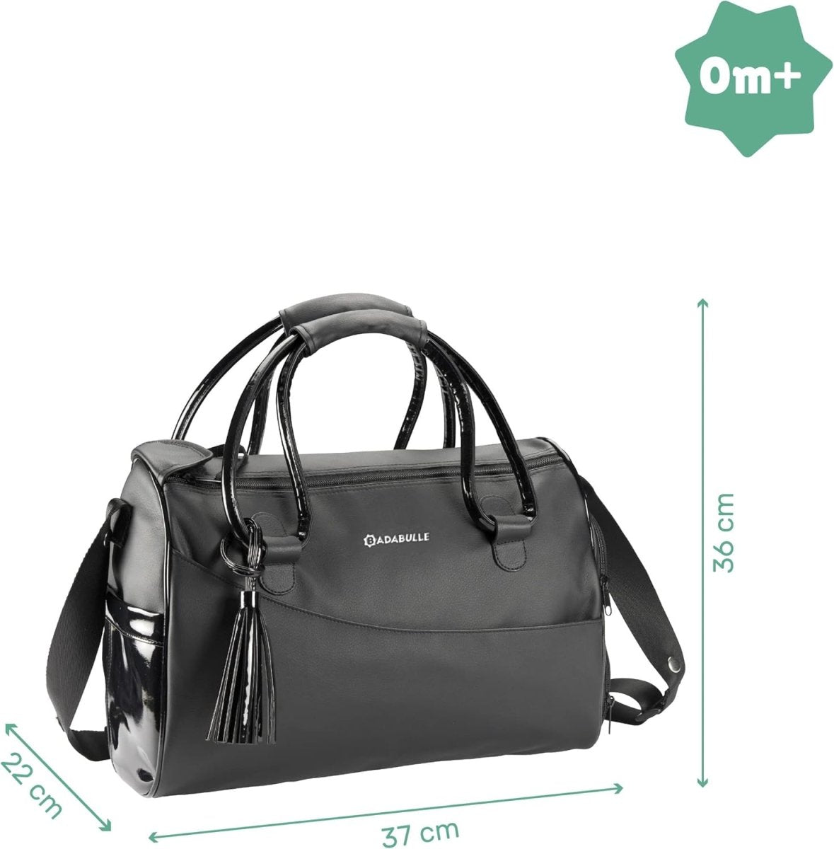 Glossy Changing Bag Black | Diaper Bag | Badabulle for Mamas & Papas LB - 6hr