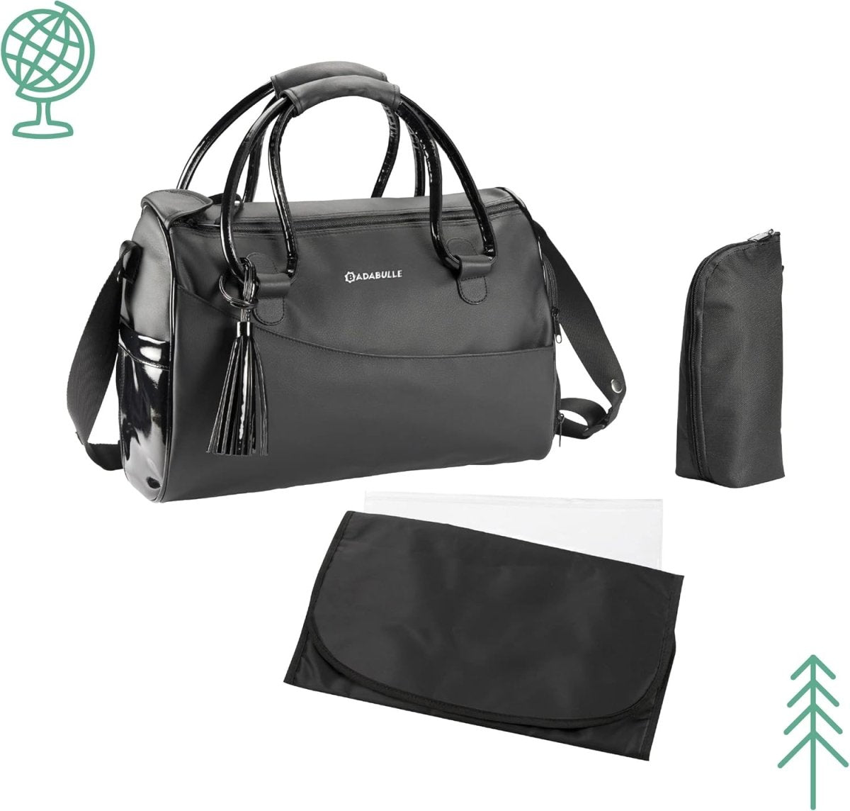 Glossy Changing Bag Black | Diaper Bag | Badabulle for Mamas & Papas LB - 6hr