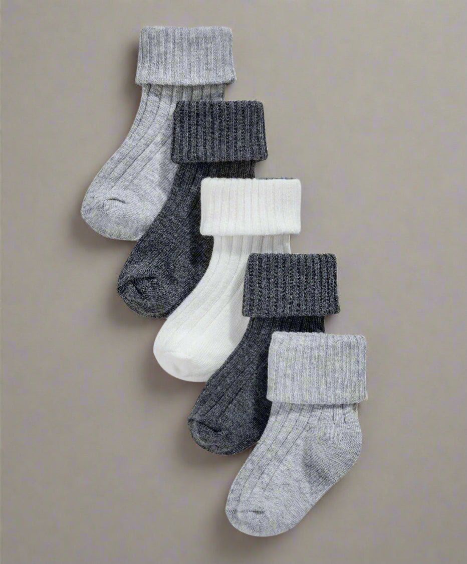 Grey Ribbed Socks Pack of 5 | Accessory | Mamas & Papas for Mamas & Papas LB - 6hr