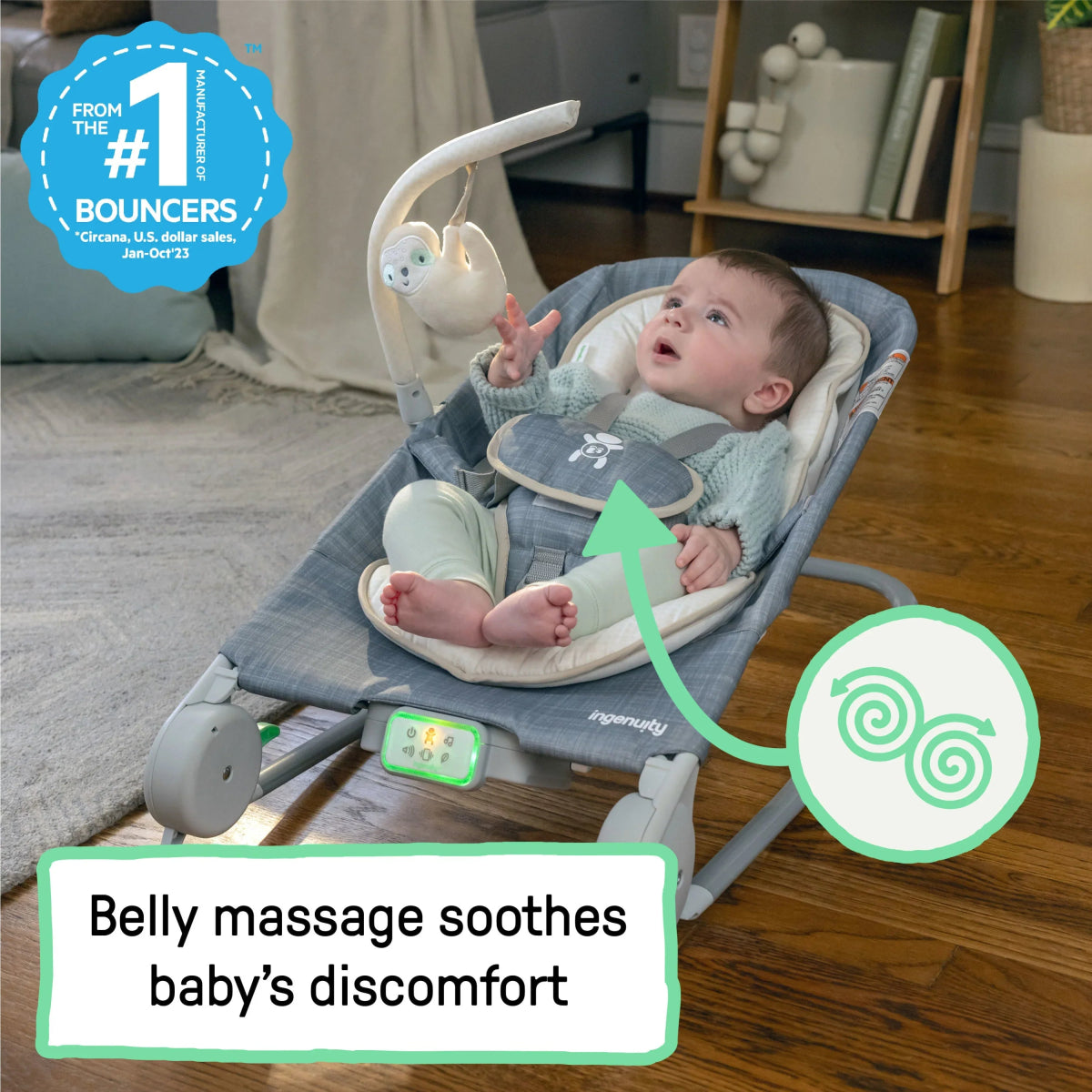 Happy Belly Rock - to - Bounce Massage Seat - Parker | Swing | Ingenuity for Mamas & Papas LB - Furniture & Nursery