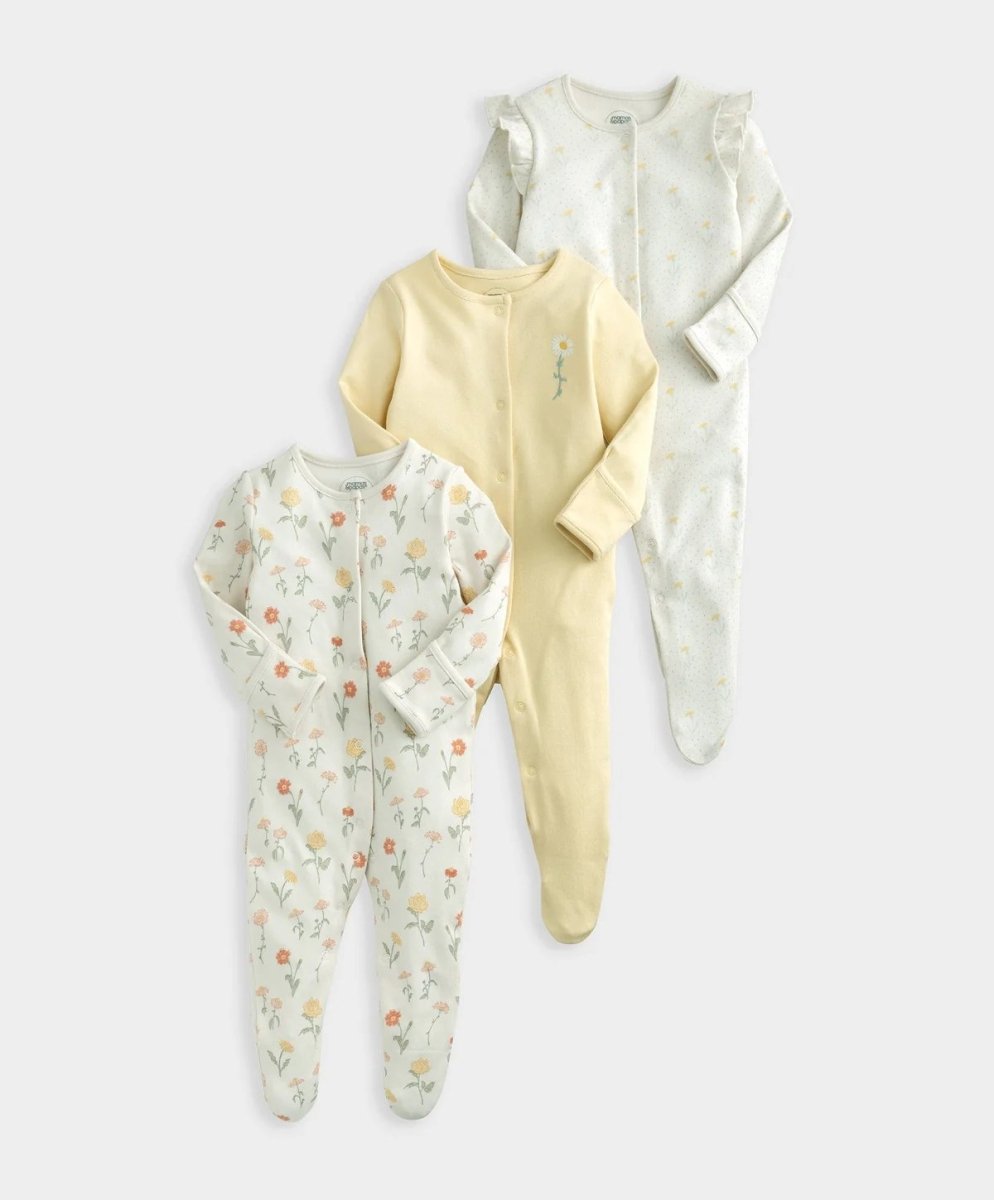 Healing Floral Sleepsuits (Set of 3) | Sleepsuit | Mamas & Papas for Mamas & Papas LB - 6hr