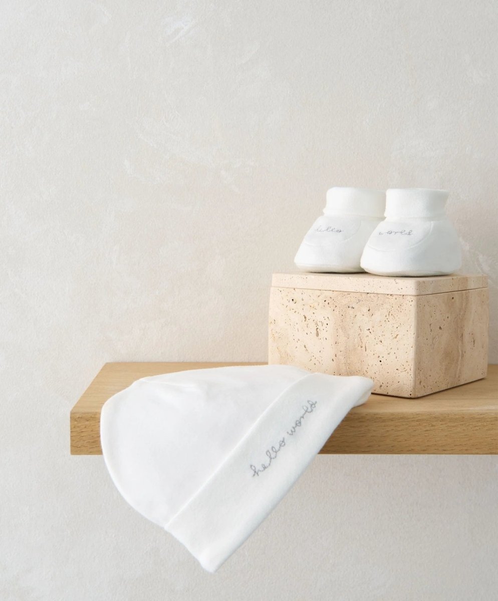 Hello World Hat & Booties - White | Accessory | Mamas & Papas for Mamas & Papas LB - Accessories
