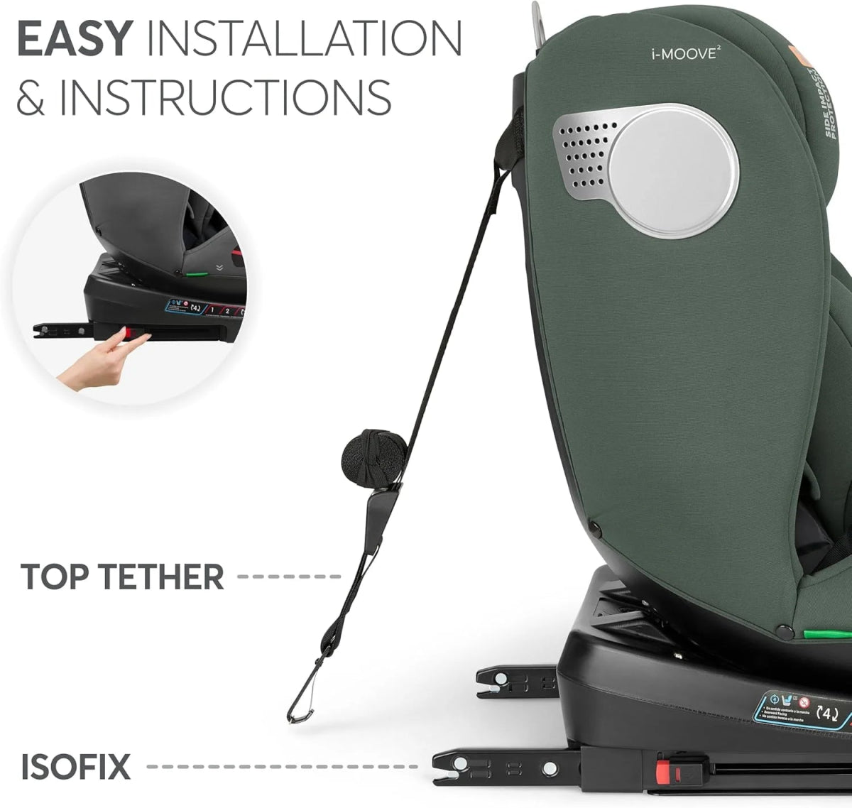 i - Moove 2 i - Size, 40 - 150 cm, 360° Rotation, ISOFIX | Car Seat | Kikkaboo for Mamas & Papas LB - Baby Gear