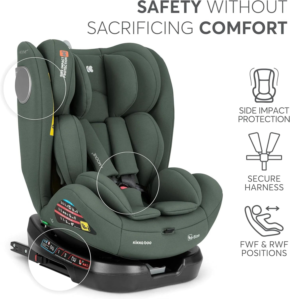 i - Moove 2 i - Size, 40 - 150 cm, 360° Rotation, ISOFIX | Car Seat | Kikkaboo for Mamas & Papas LB - Baby Gear
