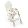 White toilet trainer with white seat and light beige legs