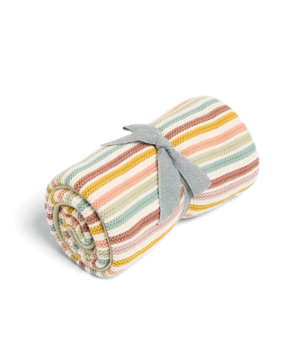 Knitted Blanket - Multi Colour Stripe | Blanket | Mamas & Papas for Mamas & Papas LB - Baby Quilts & Blankets