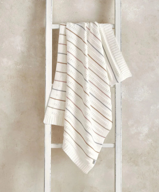 Knitted Blanket - Neutral Stripe | Blanket | Mamas & Papas for Mamas & Papas LB - Baby Quilts & Blankets