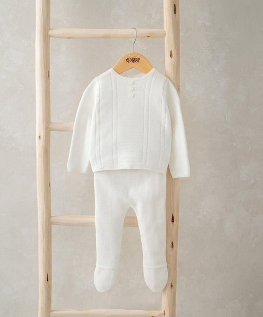 Knitted Cardigan & Leggings 2 Piece White | Set | Mamas & Papas for Mamas & Papas LB - 6hr