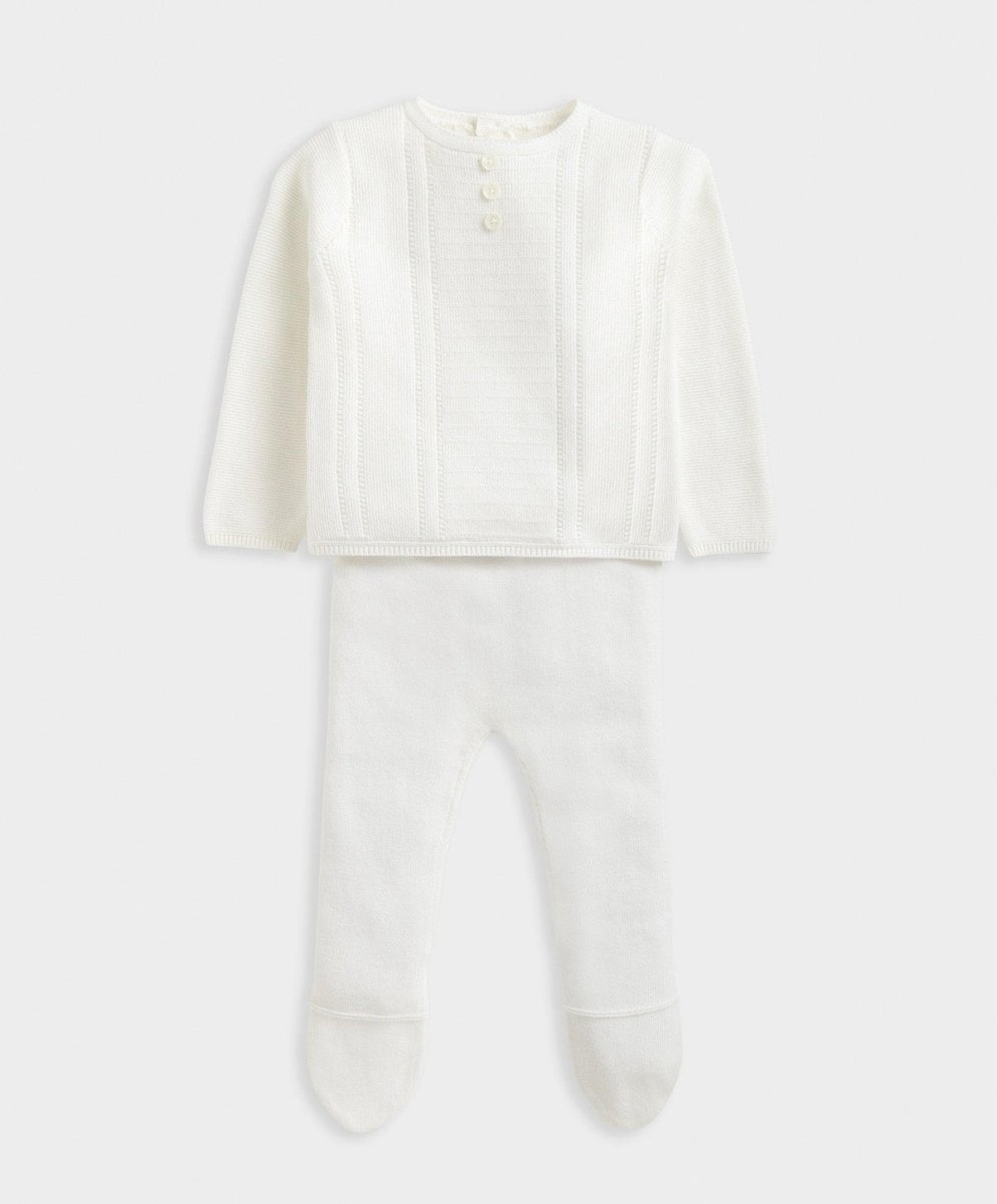 Knitted Cardigan & Leggings 2 Piece White | Set | Mamas & Papas for Mamas & Papas LB - 6hr