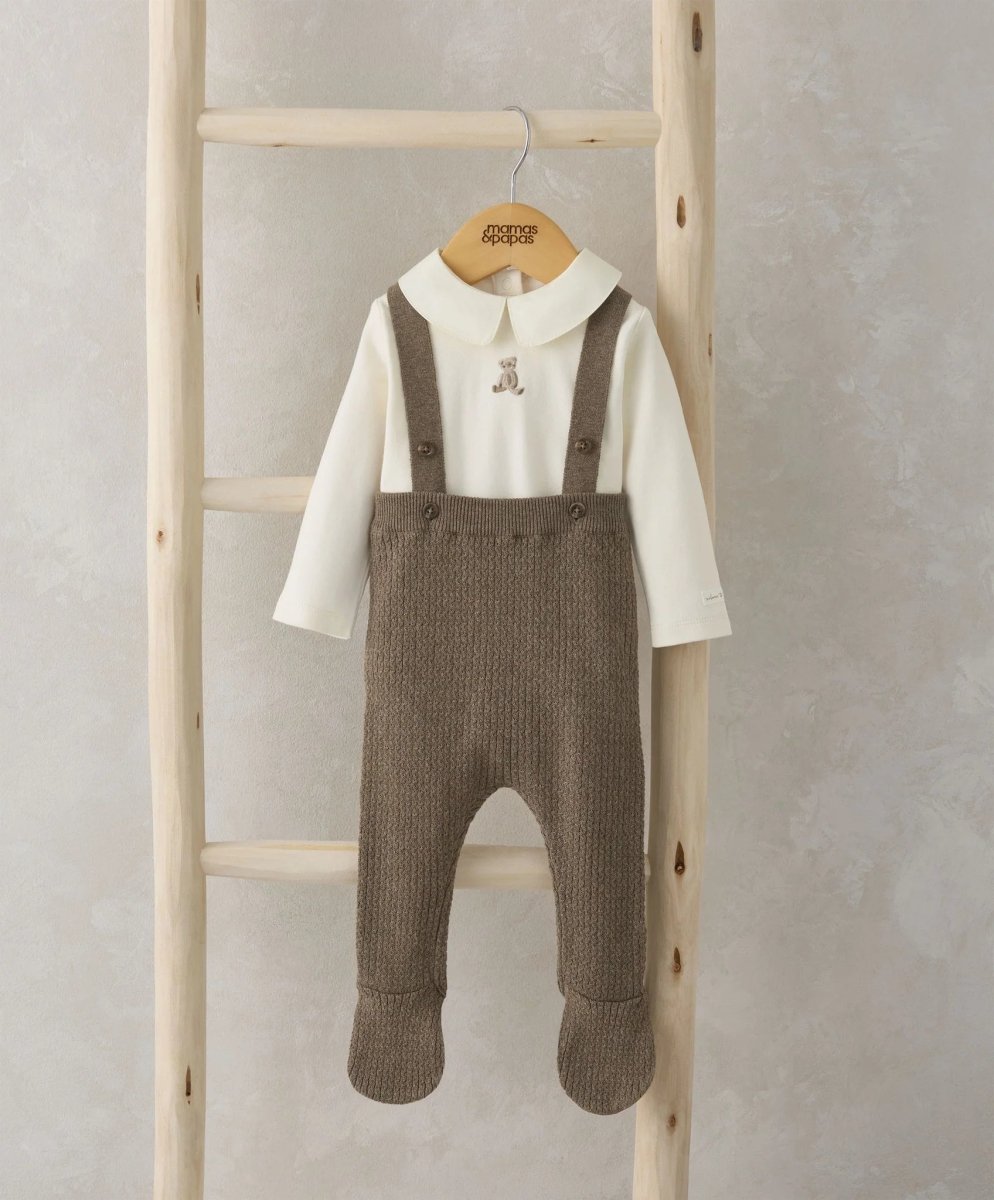 Knitted Dungarees & Bodysuit - Teddy Bear | Set | Mamas & Papas for Mamas & Papas LB - 6hr