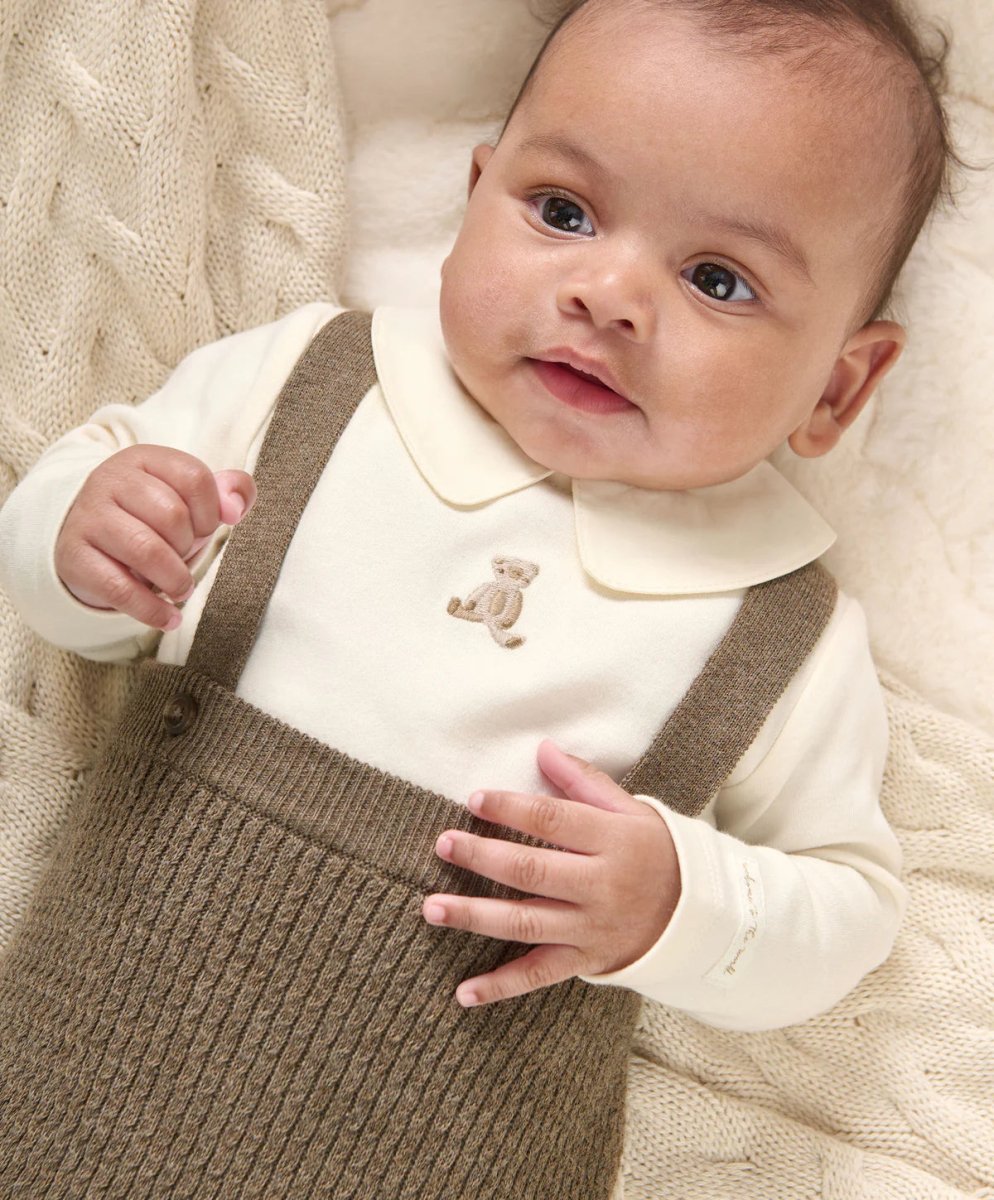 Knitted Dungarees & Bodysuit - Teddy Bear | Set | Mamas & Papas for Mamas & Papas LB - 6hr