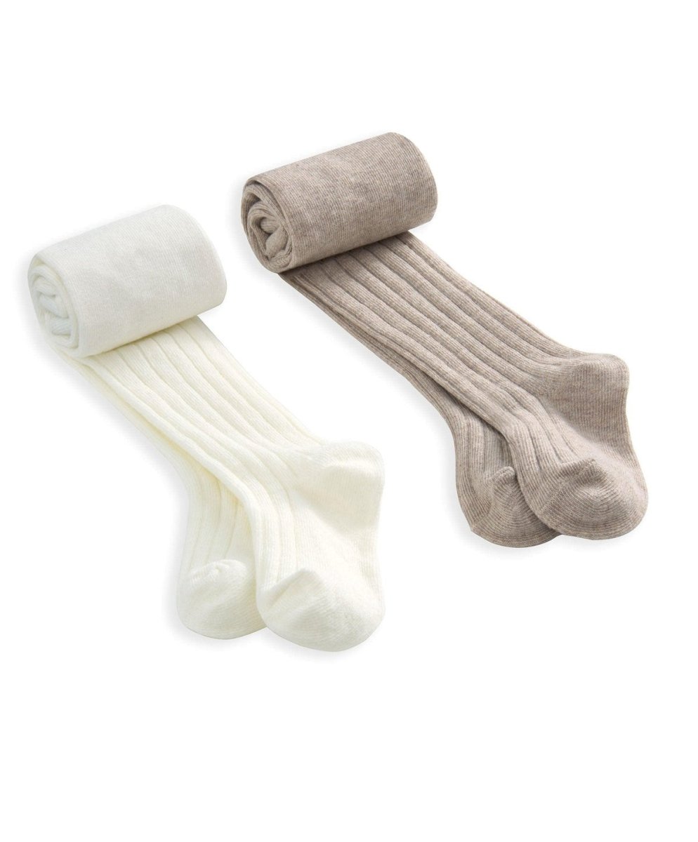 Knitted Tights Set of 2 Oatmeal | Tight | Mamas & Papas for Mamas & Papas LB - 6hr