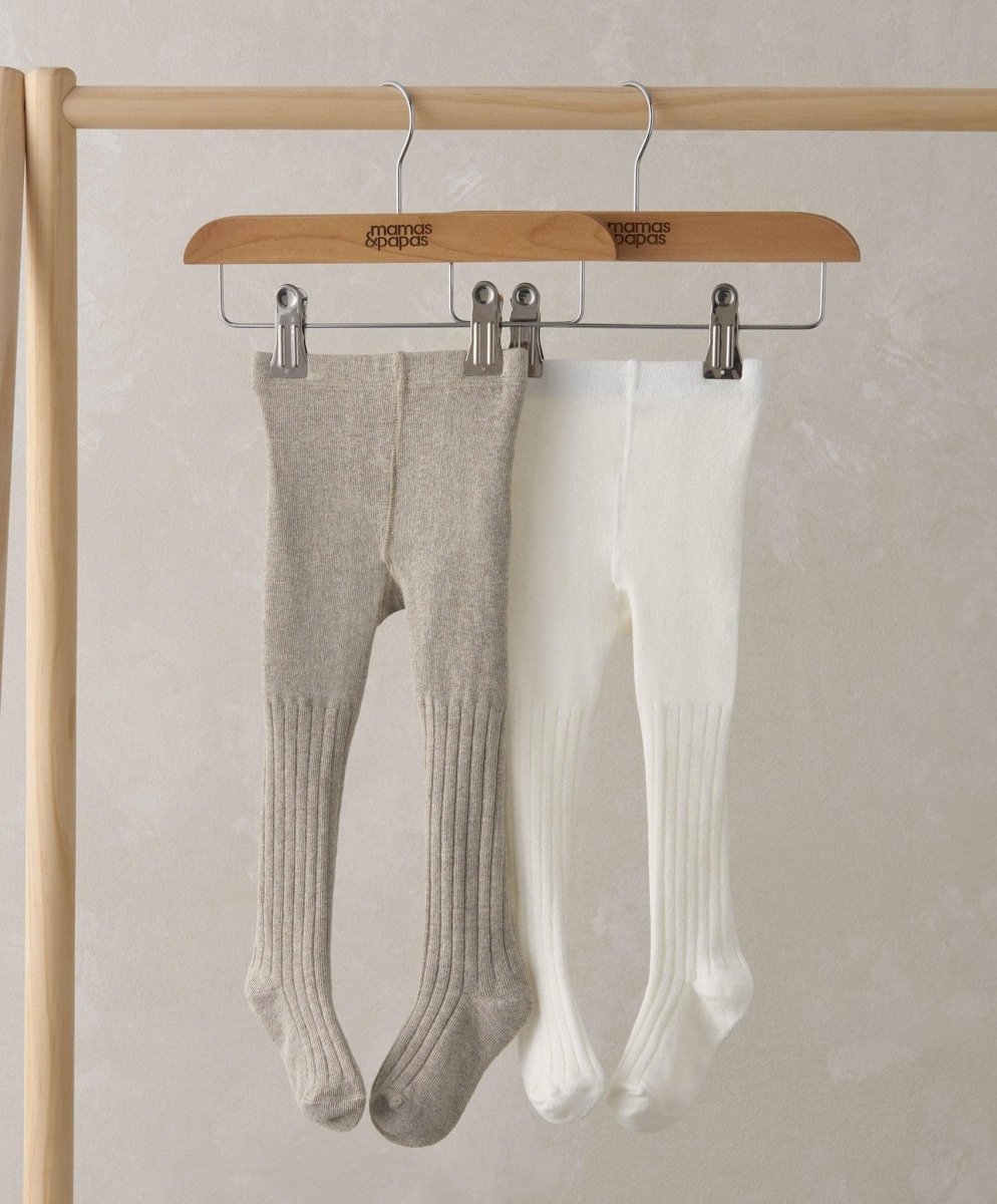 Knitted Tights Set of 2 Oatmeal | Tight | Mamas & Papas for Mamas & Papas LB - 6hr