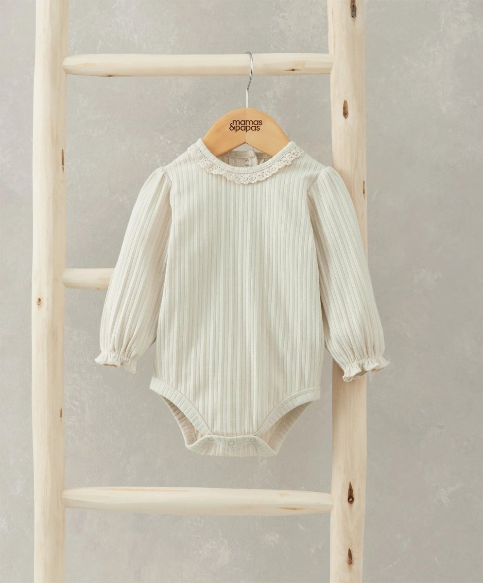 Lace Trim Bodysuit - Cream | Bodysuit | Mamas & Papas for Mamas & Papas LB - 6hr