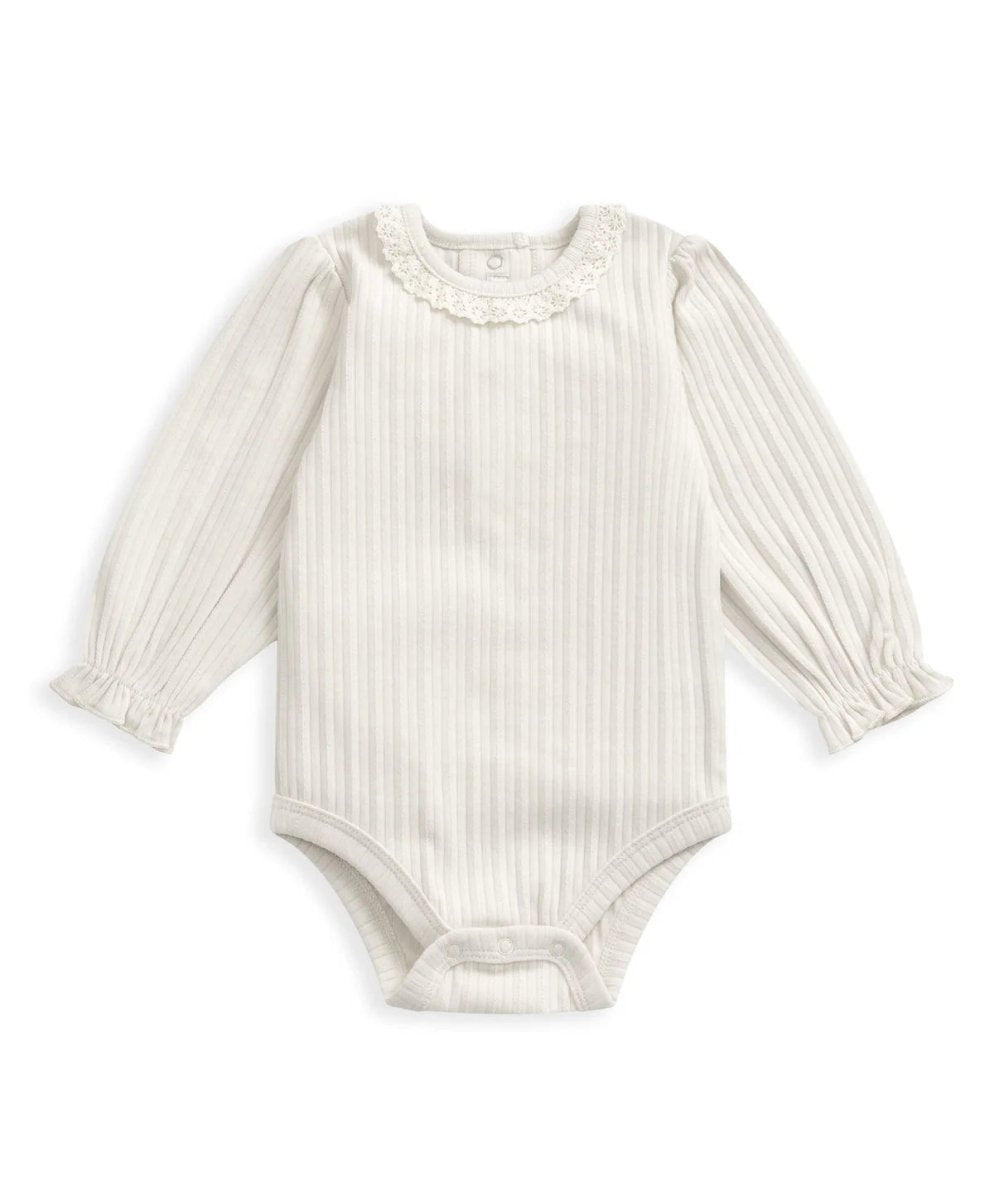 Lace Trim Bodysuit - Cream | Bodysuit | Mamas & Papas for Mamas & Papas LB - 6hr