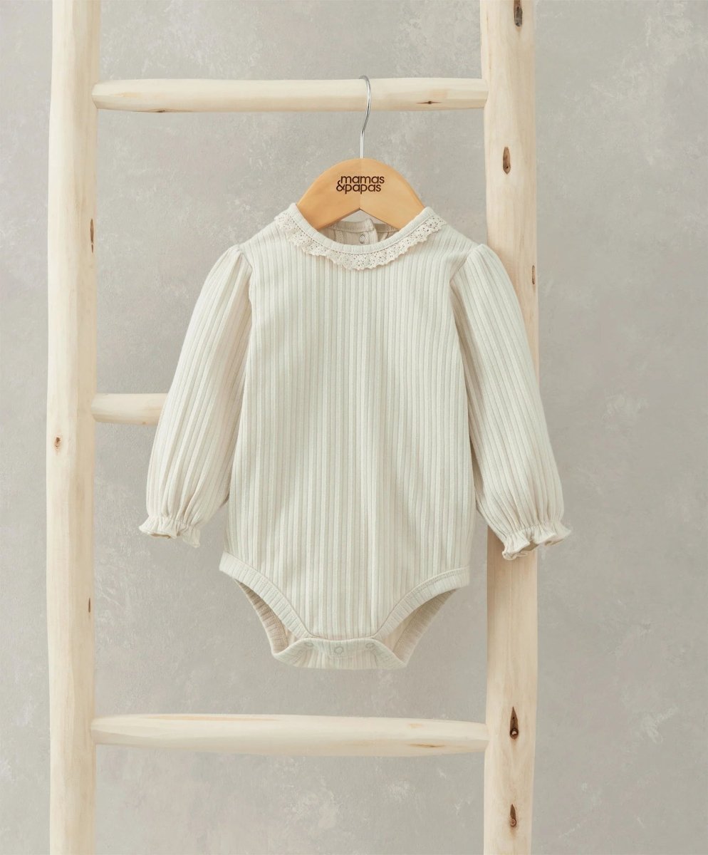 Lace Trim Bodysuit - Cream | Bodysuit | Mamas & Papas for Mamas & Papas LB - 6hr
