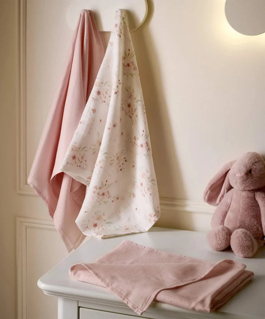 Large Floral Muslin Cloths - 3 Pack | Muslin | Mamas & Papas for Mamas & Papas LB - Bibs & Muslins