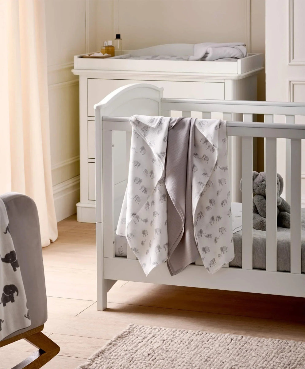 Large Muslin Cloths (3 Pack) - Welcome to the World Elephant | Swaddling Blanket | Mamas & Papas for Mamas & Papas LB - Bibs & Muslins