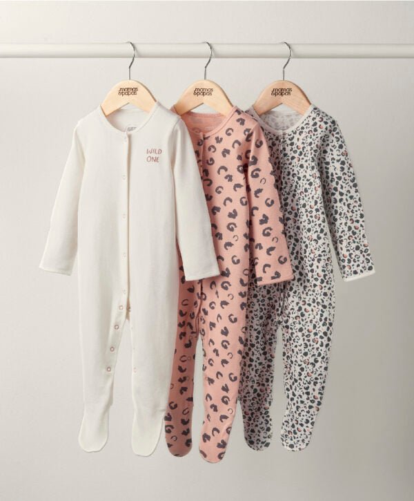 Leopard Print Jersey Cotton Sleepsuit - Set of 3 | Sleepsuit | Mamas & Papas for Mamas & Papas LB - 6hr