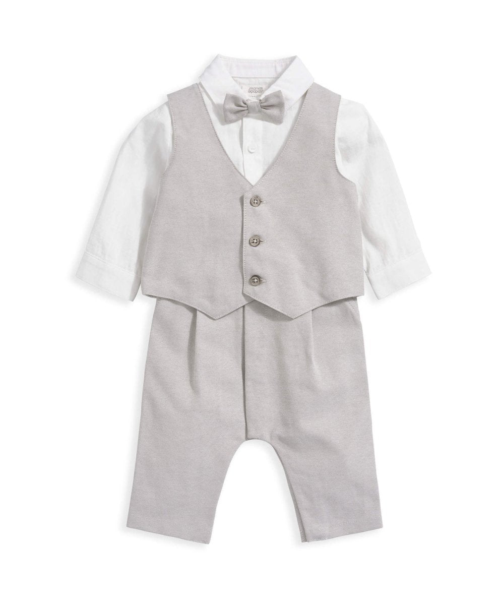 Linen Waistcoat Mock Romper - Cream | Romper | Mamas & Papas for Mamas & Papas LB - 6hr