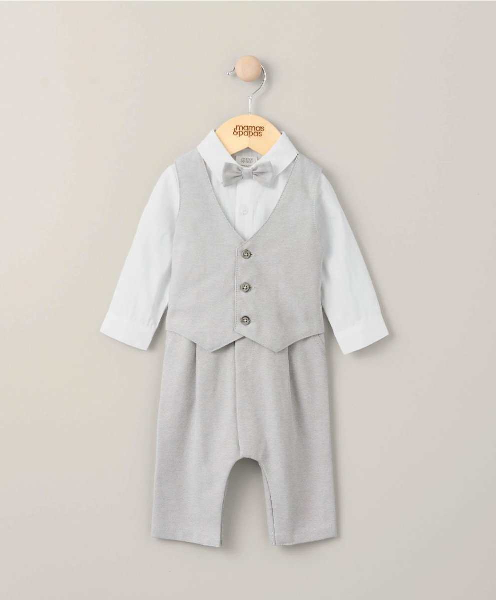 Linen Waistcoat Mock Romper - Cream | Romper | Mamas & Papas for Mamas & Papas LB - 6hr